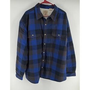 Red Head Brand Co Mens Blue Plaid Fleece Lined Flannel Shacket Jacket XL